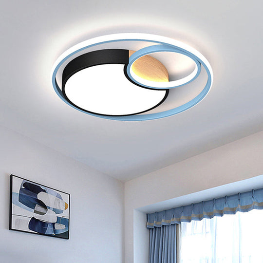 Contemporary Led Blue Flush Mount Ceiling Light - Acrylic Close-To-Ceiling Lighting