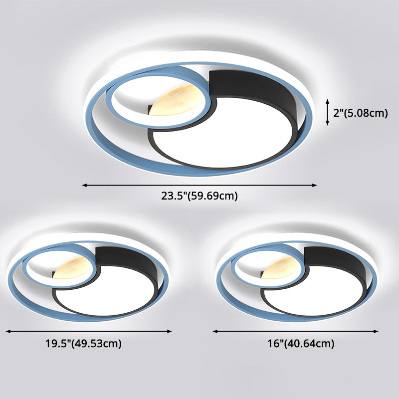 Contemporary Led Blue Flush Mount Ceiling Light - Acrylic Close-To-Ceiling Lighting