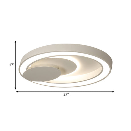23-34.5 W White Oval Led Flush Ceiling Light For Bedroom - Simplicity Style Warm/White