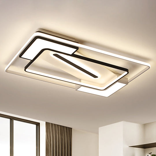 Modern Led Flush Mount Lamp: Black/White Metal Ceiling Light 16/19.5/35.5 W Black-White / 35.5 White