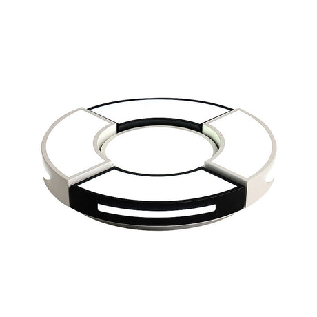 Contemporary Black & White Metal Flush Lamp With Diffuser - 3 Sizes Available