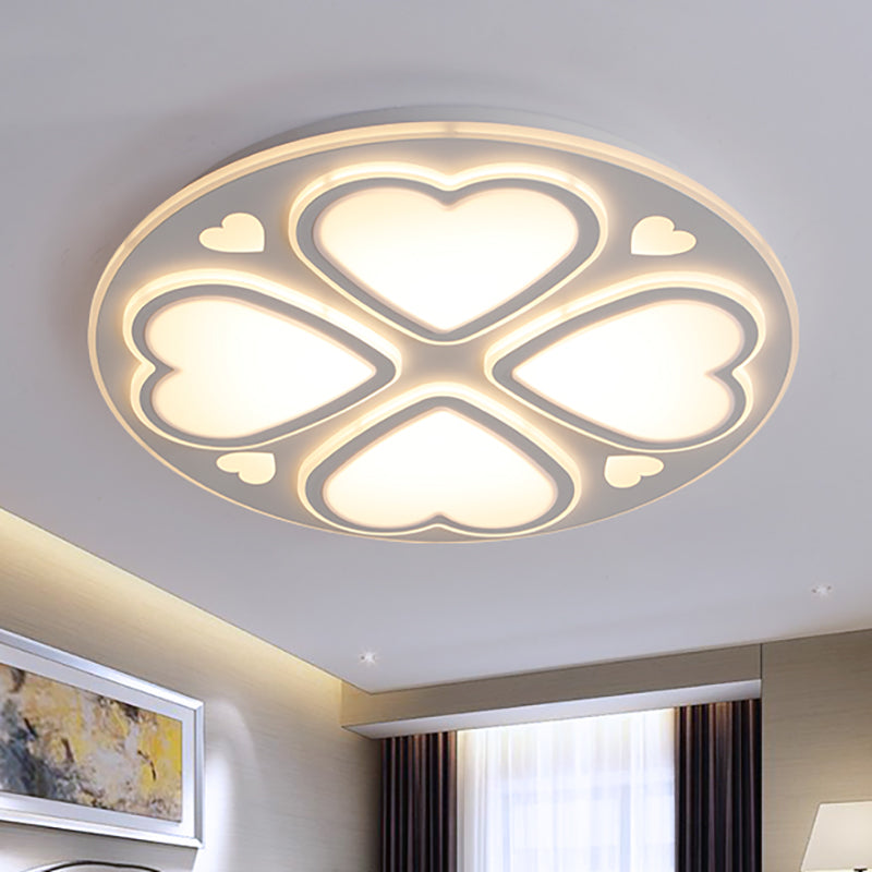 Contemporary Metal And Acrylic Clover Flush Mount Lighting - White Ceiling Lamp (16.5/20.5/24.5) /