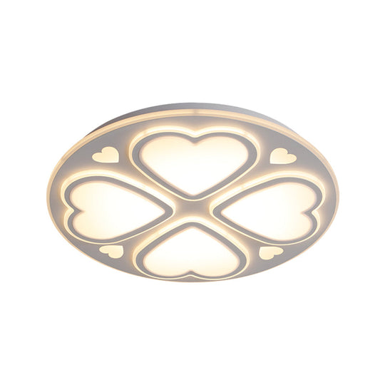 Contemporary Metal And Acrylic Clover Flush Mount Lighting - White Ceiling Lamp (16.5/20.5/24.5)