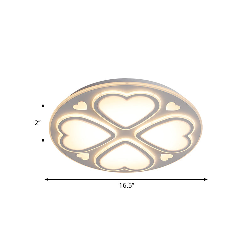 Contemporary Metal And Acrylic Clover Flush Mount Lighting - White Ceiling Lamp (16.5’/20.5’/24.5’)