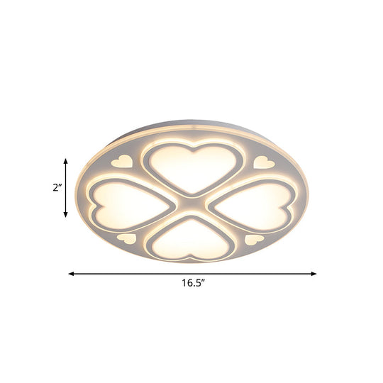 Contemporary Metal And Acrylic Clover Flush Mount Lighting - White Ceiling Lamp (16.5’/20.5’/24.5’)