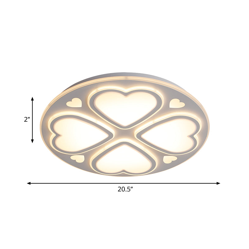 Contemporary Metal And Acrylic Clover Flush Mount Lighting - White Ceiling Lamp (16.5’/20.5’/24.5’)