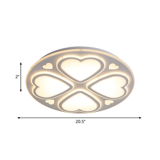 Contemporary Metal And Acrylic Clover Flush Mount Lighting - White Ceiling Lamp (16.5’/20.5’/24.5’)