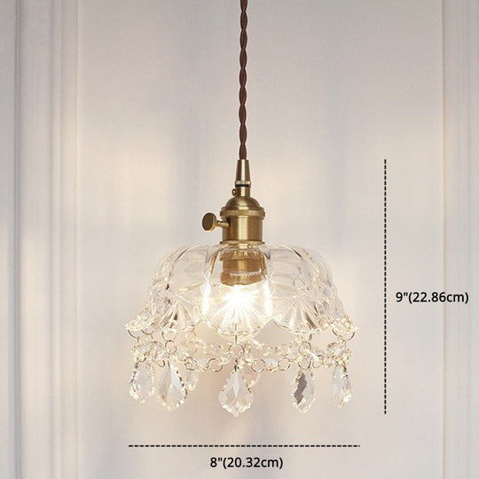 Contemporary Gold Glass Flower Pendant Ceiling Light - Elegant Suspended Lighting Fixture