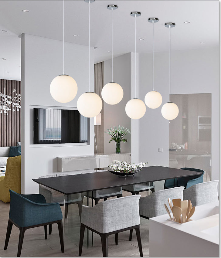 Modern Glass Pendant Lighting Fixture - White Hanging Light For Globe Clothes Shop