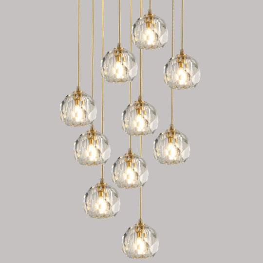 Gold Crystal Pendant Light - Modern Style Hanging Fixture 10 /
