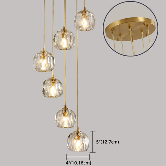 Gold Crystal Pendant Light - Modern Style Hanging Fixture