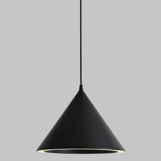 Minimalist Led Conical Pendant Light - Stylish Metal Ceiling Fixture Black / Warm 10