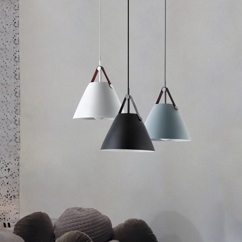 Metal Conical Suspension Pendant Ceiling Light - Minimalist Style For Living Room