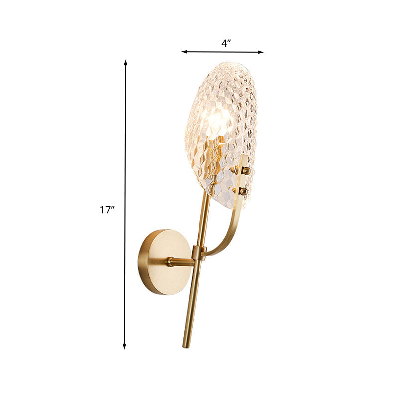 Modern Crystal Beveled Shade Wall Sconce Light - Elegant Brass 1-Light Fixture For Hallway