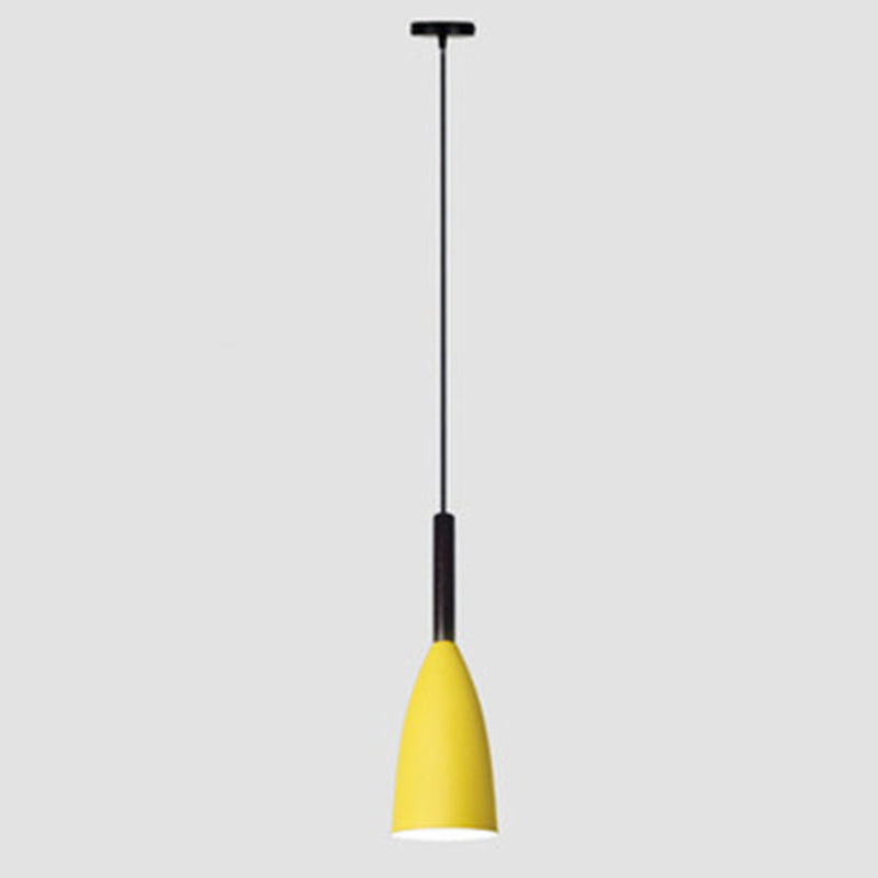 Sleek Metal Bottle Pendant Ceiling Light For Dining Room Yellow