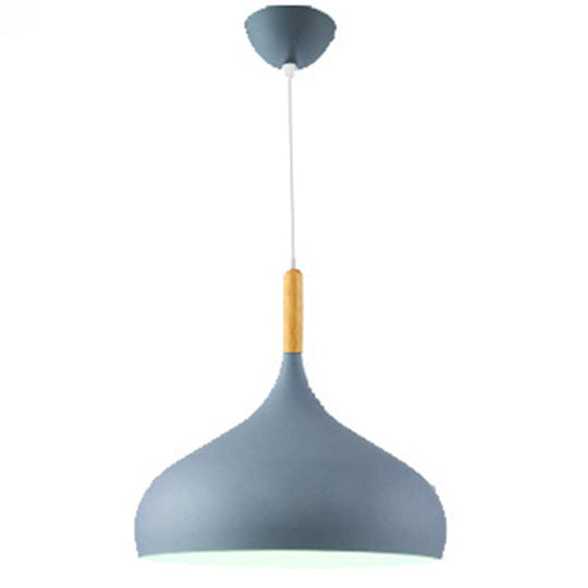 Contemporary Metal Restaurant Pendant Light - Dome Down Lighting Blue
