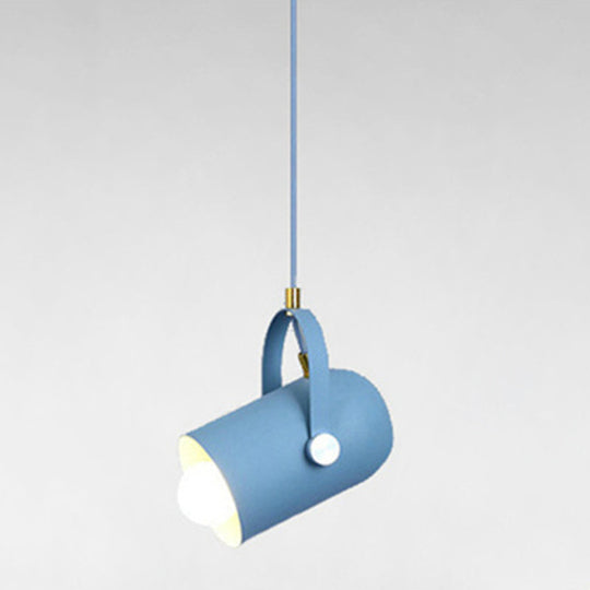 Simplicity Style Metal Pendant Light Kit For Clothes Shop With Handle Hanging Fixture Blue