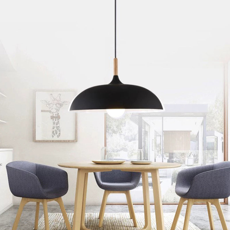 Minimalist Metal Down Lighting Pendant For Bedroom - Circle Fixture
