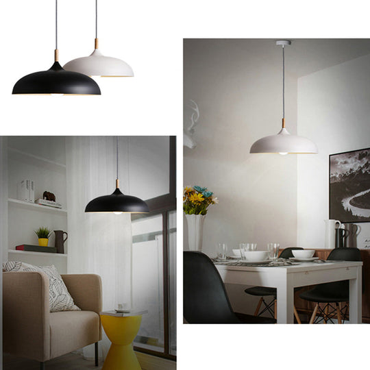 Minimalist Metal Down Lighting Pendant For Bedroom - Circle Fixture