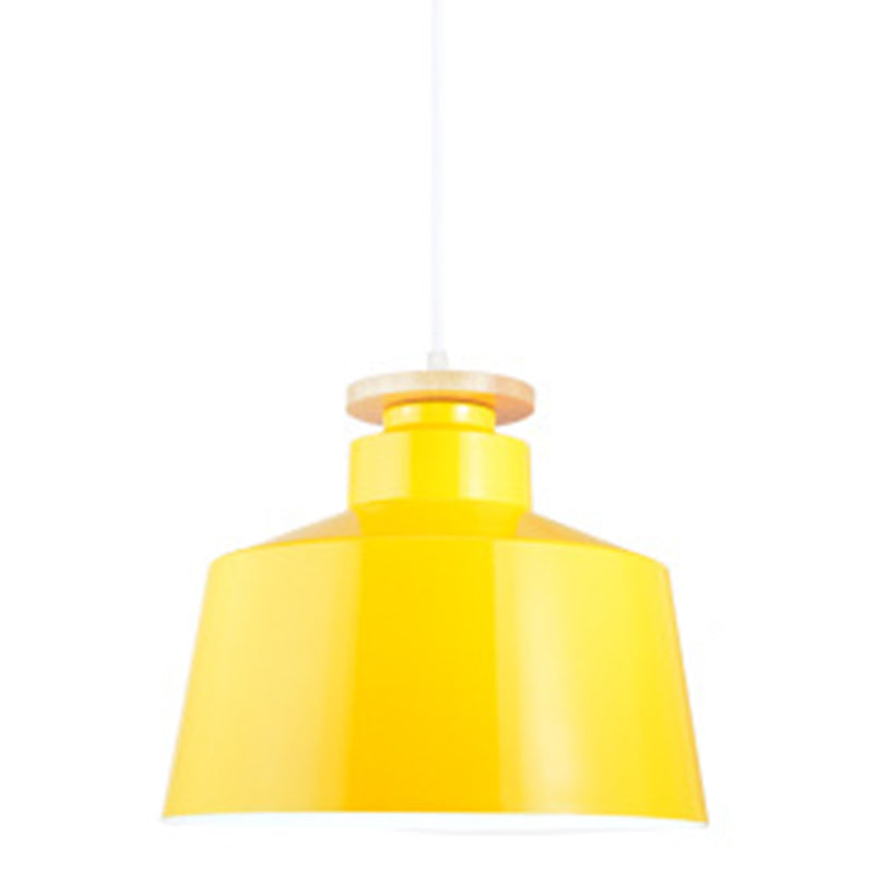 Minimalist Wooden And Metal Pendant Light For Restaurant Ceiling Yellow