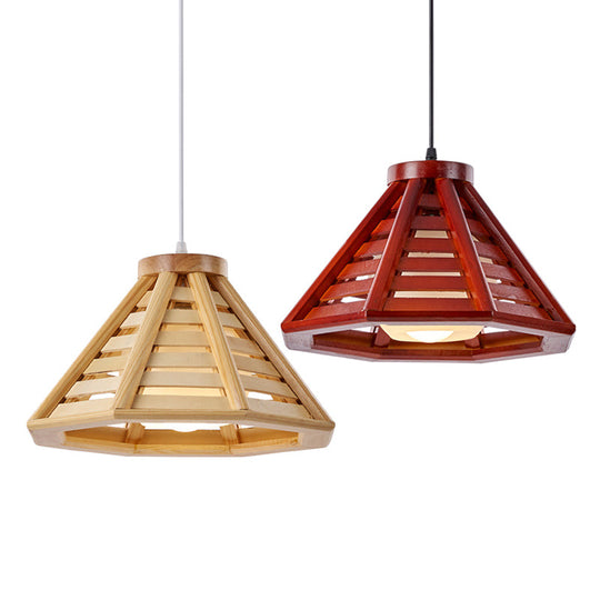 Contemporary Wood Shade Pendant Light - Modern Hanging Fixture