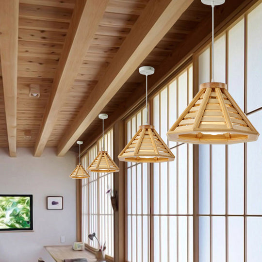 Contemporary Wood Shade Pendant Light - Modern Hanging Fixture