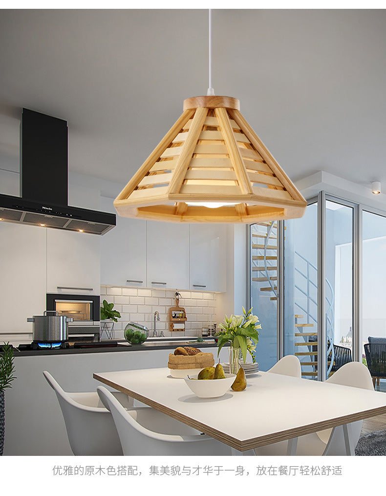 Contemporary Wood Shade Pendant Light - Modern Hanging Fixture