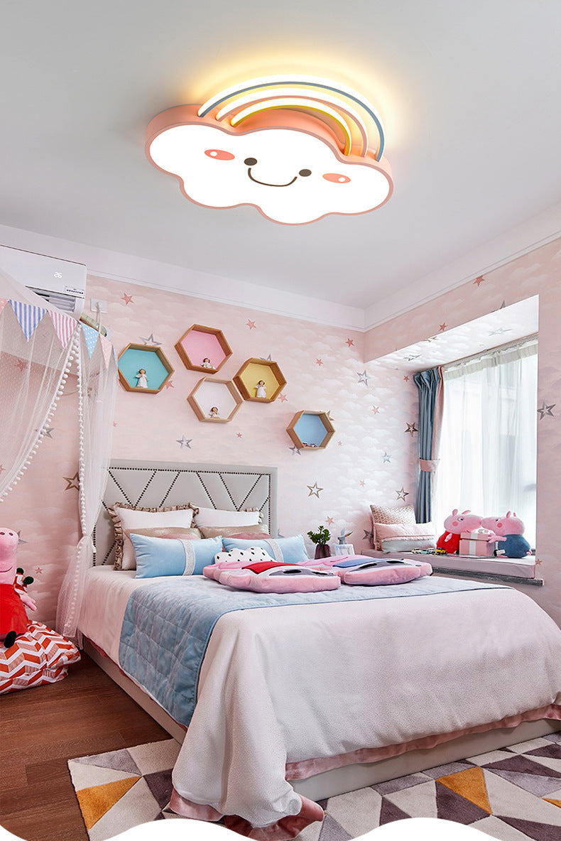 Contemporary Pink Rainbow & Cloud Led Ceiling Lamp - Acrylic Flushmount Light
Note: Seo Optimization