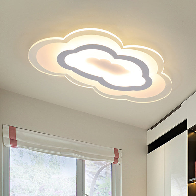 Minimalist Led Acrylic Cloud Flush-Mount Light Fixture - White Ceiling Lighting