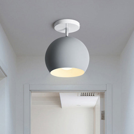 Nordic Style Round Ceiling Flush Mount Light With Metal Aisle Close To Lighting Grey