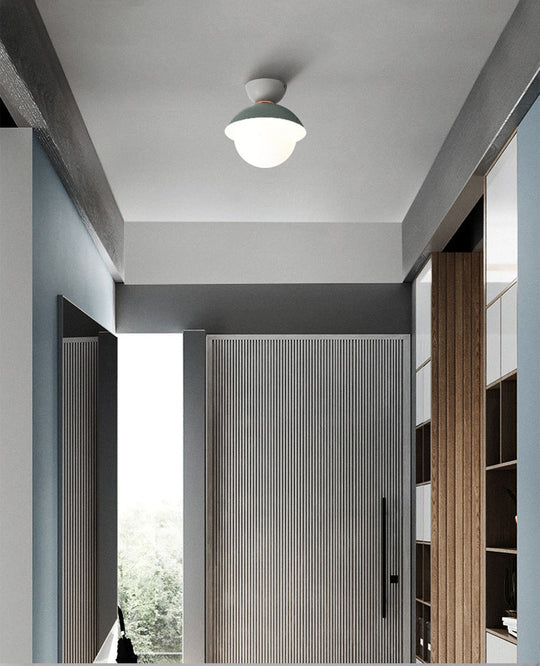 Nordic-Style Round Flush Mount Metal Ceiling Light