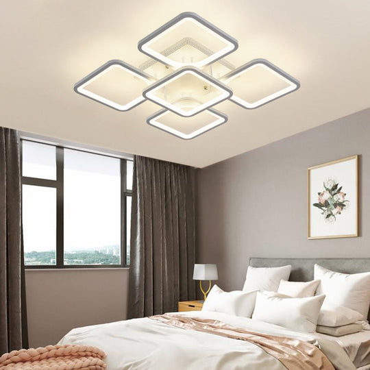 Modern Style Led Acrylic Square Semi Flush Mount Ceiling Light In White 5 / Natural