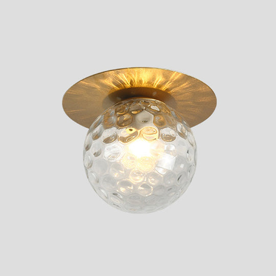 Minimalist Glass Globe Ceiling Mount Light Fixture Gold