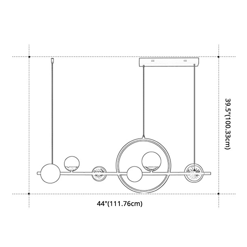 Karen’s 6 Light Modern Black Metal Spherical Glass Island Pendant Lighting For Dining Room