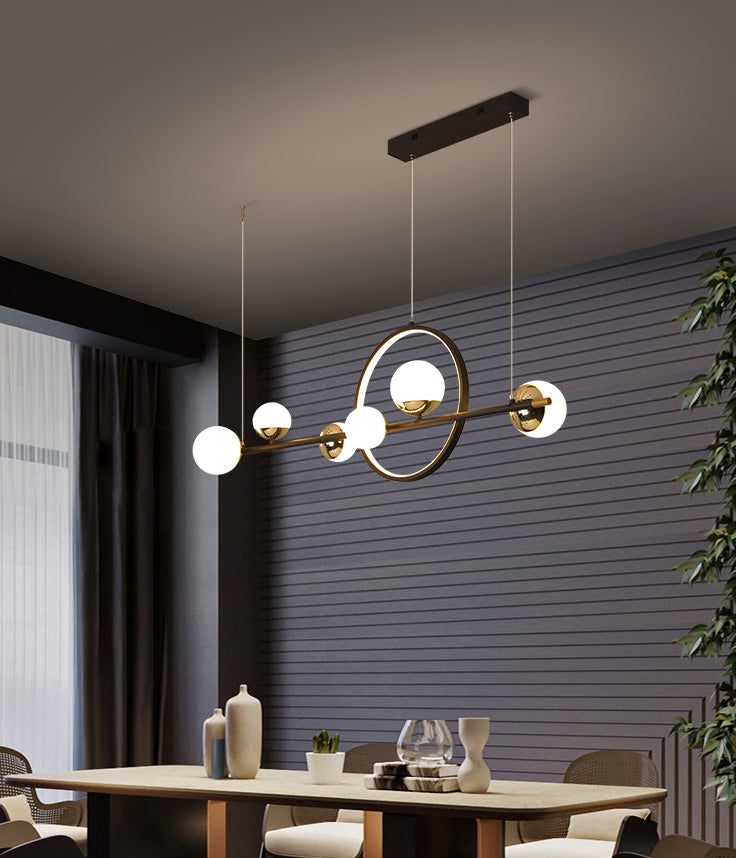 Karen’s 6 Light Modern Black Metal Spherical Glass Island Pendant Lighting For Dining Room