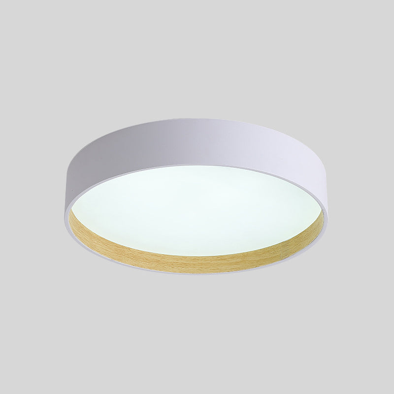 Metallic Modern Drum Flush Mount Ceiling Light Fixture White / 16 Warm