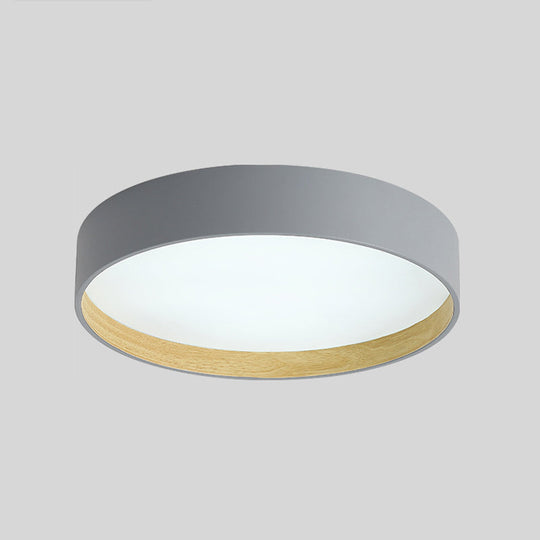 Metallic Modern Drum Flush Mount Ceiling Light Fixture Grey / 19.5 White