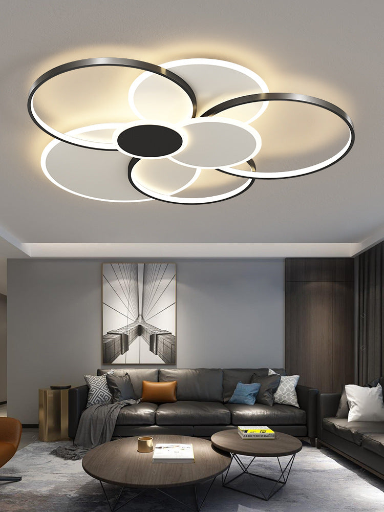 Modern Metal Flush Mount Ceiling Light Fixture With Multi-Ring Design For Living Room