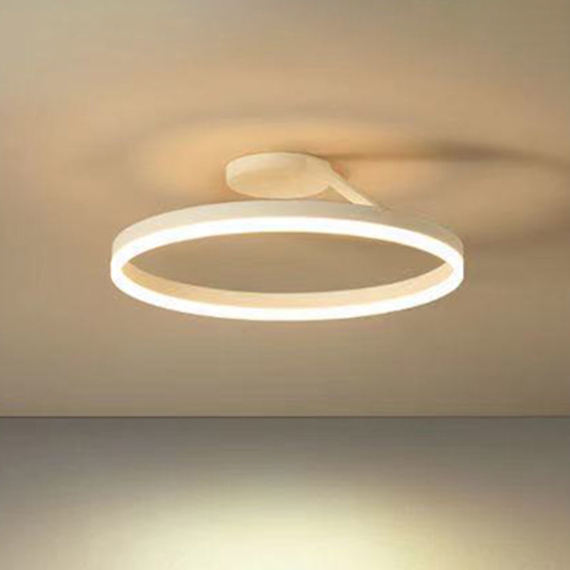 Contemporary Metal Ceiling Light Fixtures For Bedroom - Circular Semi Flush Mount Lighting