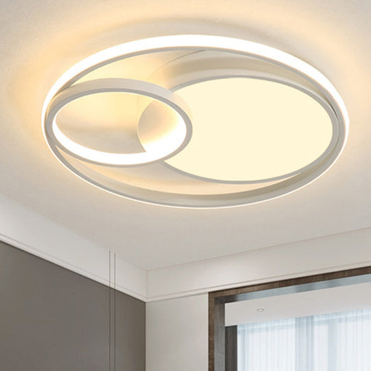 Modern Acrylic Ring Flushmount Led Ceiling Light In Gray/White/Black With Warm/White/3 Color