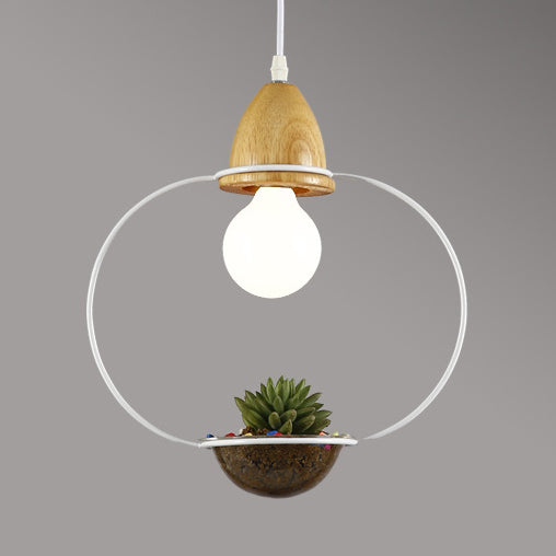 Vintage Open Cage Suspension Light - Stylish 8.5’/11’ Wide Metallic Pendant With Flower Pot