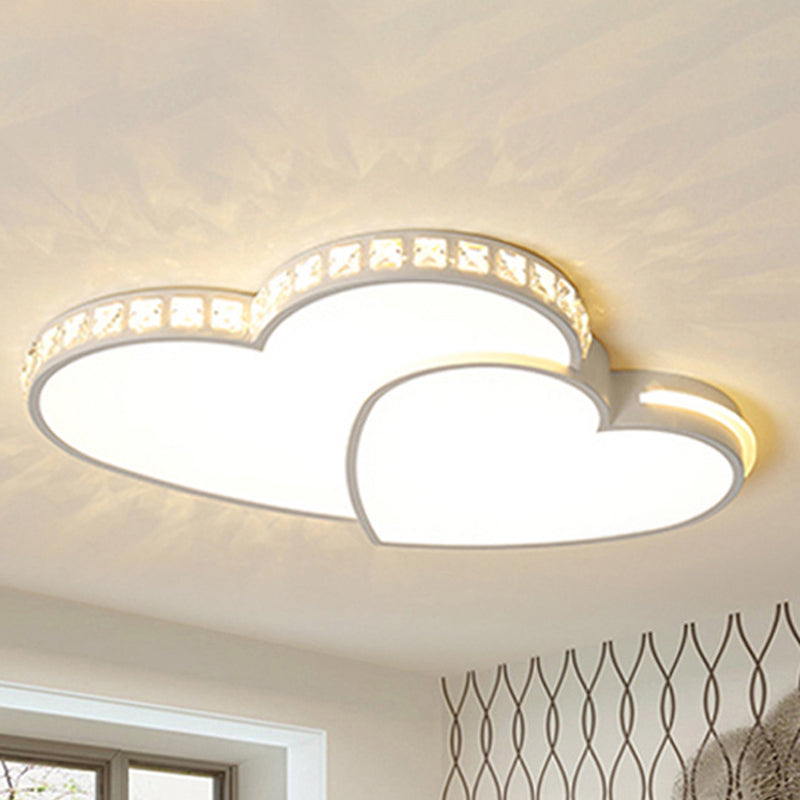 Led Heart Flush Mount Ceiling Light - 20.5/24.5 Simple White Acrylic Warm/White/3 Color Ideal For