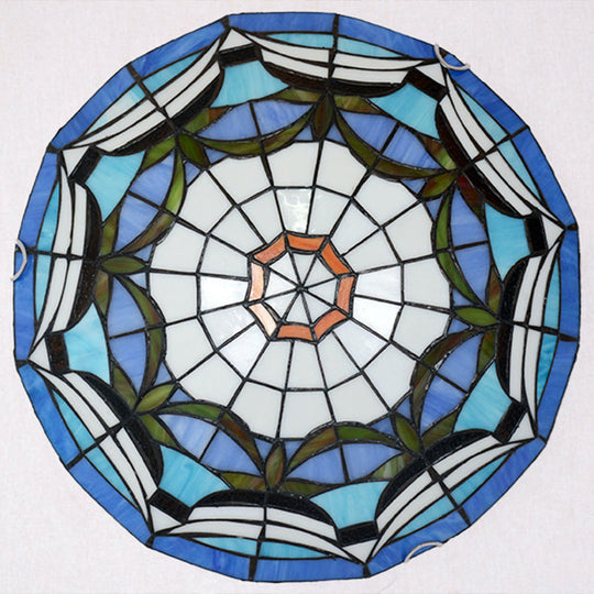 Tiffany Style Art Glass Dome Flush Ceiling Light For Bedroom