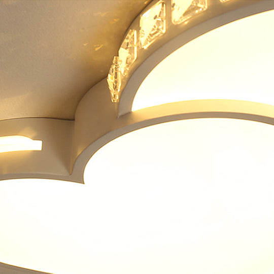 Led Heart Flush Mount Ceiling Light - 20.5/24.5 Simple White Acrylic Warm/White/3 Color Ideal For