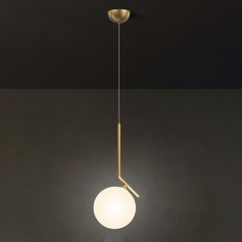 Mid-Century Opal Frosted Glass Globe Pendant Light Elegant 1-Light Hanging Lamp Gold / 12