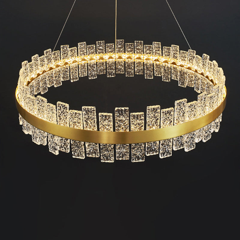 Gold Metal Crystal Led Pendant Chandelier - Stunning Art Deco Lighting For Living Room