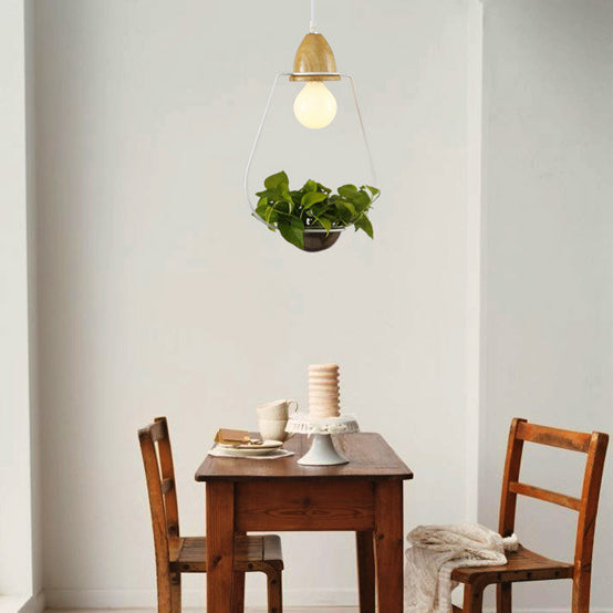 Vintage Open Cage Suspension Light - Stylish 8.5’/11’ Wide Metallic Pendant With Flower Pot