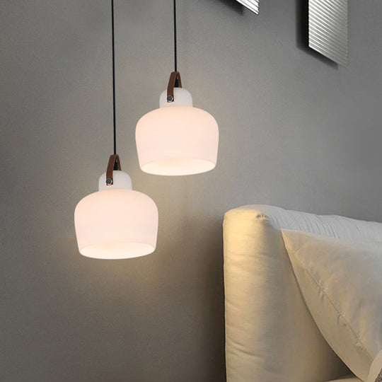 Modern Minimalist White Glass Pendant Lamp - 1 Light Hanging For Living Room