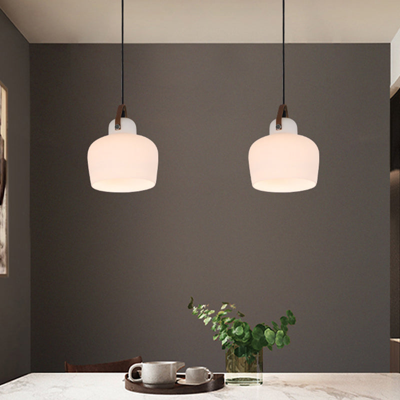 Modern Minimalist White Glass Pendant Lamp - 1 Light Hanging For Living Room