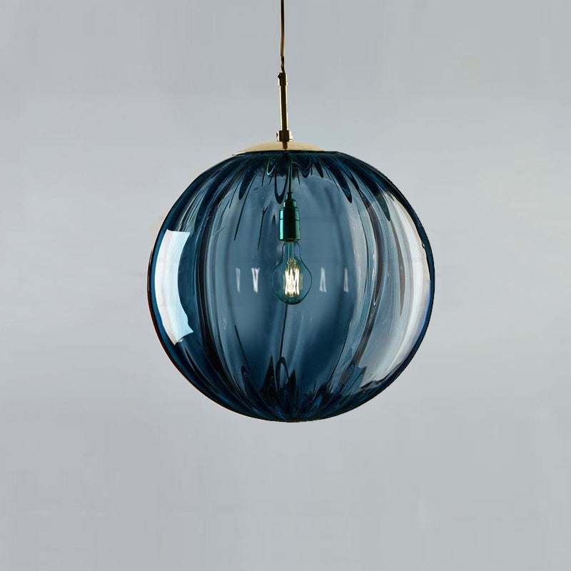 Sleek Ribbed Pendant Light: Modern Designer Hanging Lamp For Bedroom With 1 Light